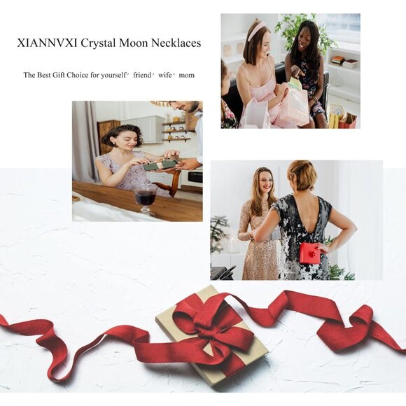 Womens Rainbow Natural Crystal Moon Crescent Tree Wire Wrapped Gemstone Necklace - Picture 6 of 8